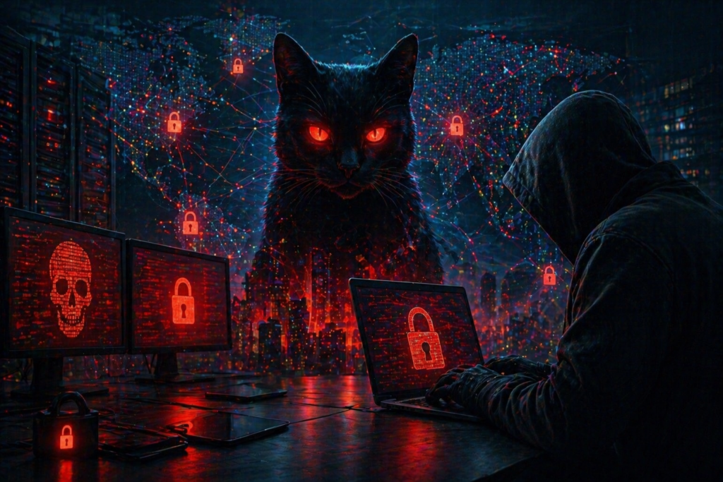 BlackCat ransomware cyberattack illustration