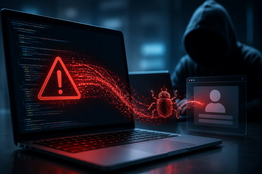 Cross-Site Scripting XSS attack concept with malicious code and web security breach.