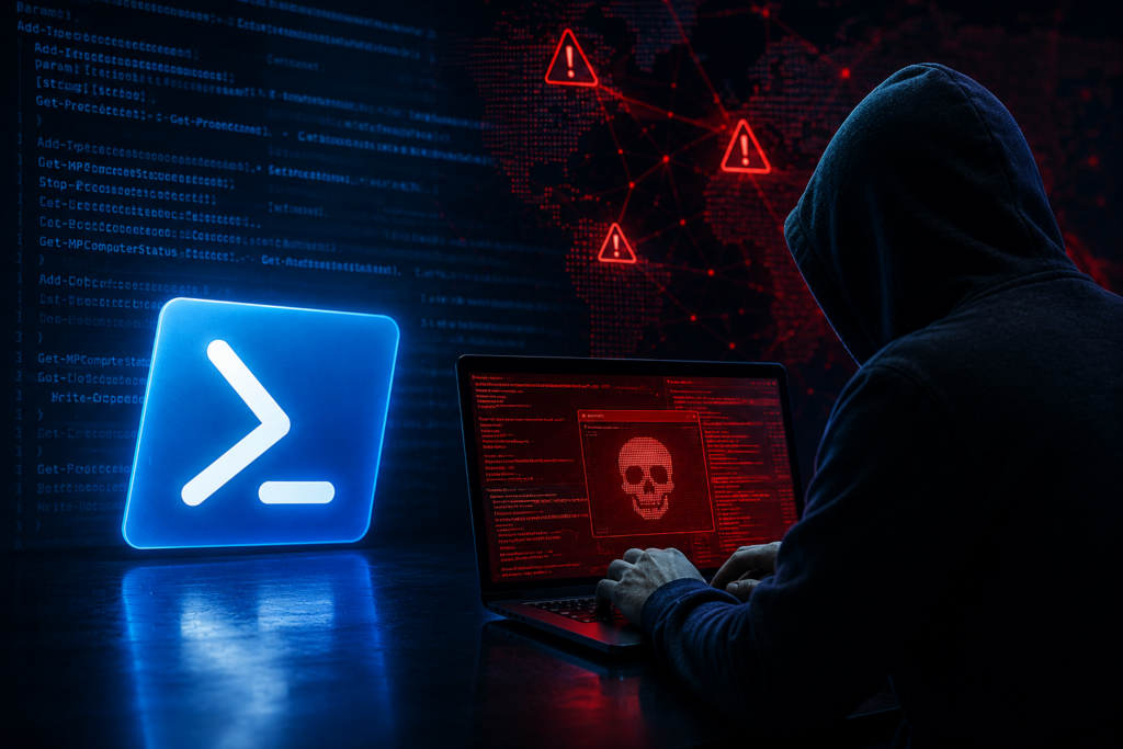 PowerShell attacks targeting enterprise systems through fileless malware, malicious scripts, and cybersecurity breaches