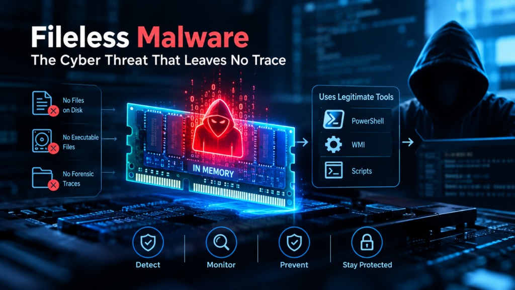 Fileless malware operating invisibly in system memory.